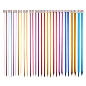 14 Paar 2,0-10,0mm 35cm Mehrfarbiger Aluminium pullover Strick nadel Weave Craft Needle Single Pointed Sweater Straight Needle