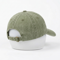 Gorra de Béisbol Deportiva Curva de Algodón Lavado sin Estructura de 6 Paneles con Logotipo Personalizado al por Mayor, Bordado 3D Hinchado, Estilo Vintage Verde Oliva para Papá
