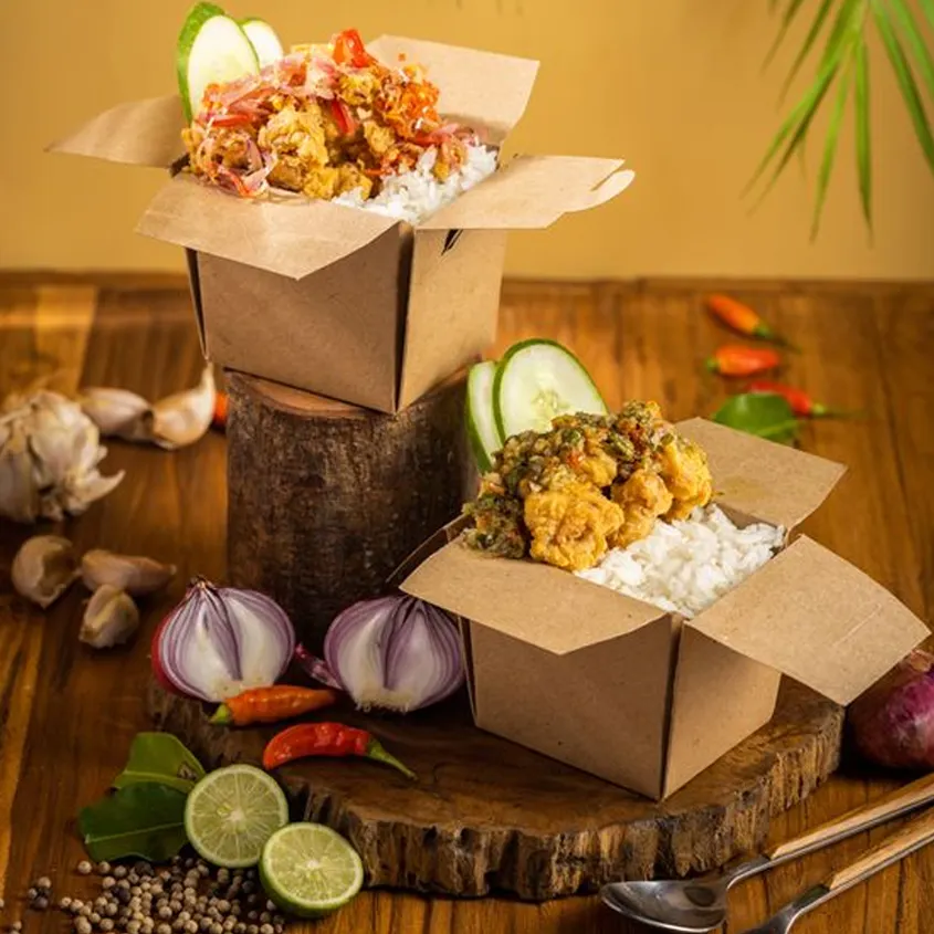 Одноразовая коробка для лапши на заказ, контейнер для риса на вынос, упаковочная коробка для еды, жареная курица, попкорн, доставка