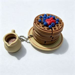 3D Printed Realistic Waffle Fidget Clicker Keychain Cute Miniature Food <b>Sensory</b> <b>Toy</b> Satisfying Tactile Bag Charm Stress Relief - Product Image 6