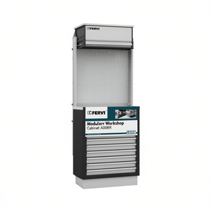 Armoire d'atelier modulaire Fervi A008R, unité de rangement d'outils avec panneau perforé et tiroirs pour garage - Product Image 2