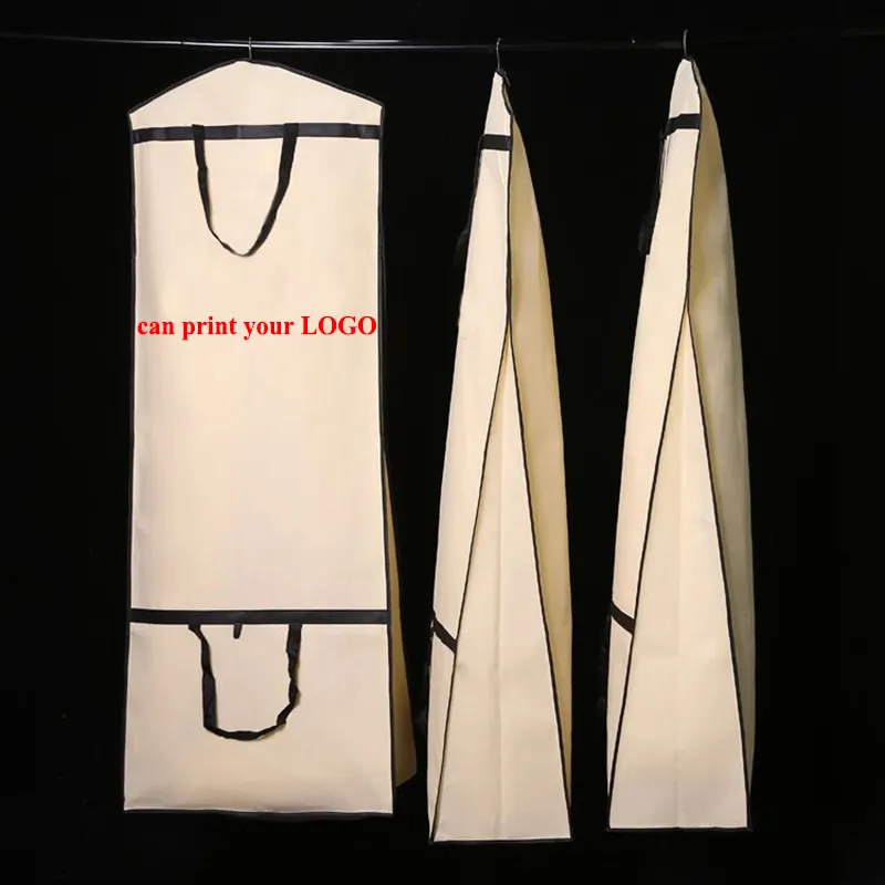 कस्टम लोगो शादी ब्राइडल गाउन के साथ परिधान पैकेजिंग बैग गैर बुना पर्यावरण के अनुकूल सांस जिपर