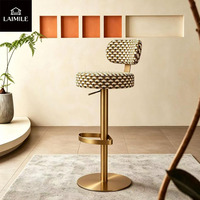 Tabouret de bar pivotant à motif moderne, réglable en hauteur, avec cadre en métal chromé et dossier, pour cuisine, bar, hôtel, projet