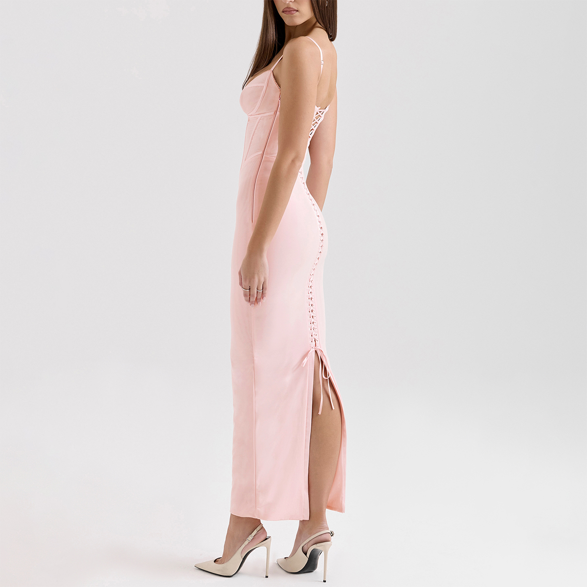 Pink Mesh Bodycon Maxi Dress for Women - Elegant & Formal Pink Mesh Bodycon Maxi Dress for Women - Elegant & Formal