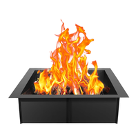 Insert carré pour foyer extérieur en acier robuste, anneau de foyer pour brûleur à bois, accessoires de barbecue pour bordure de foyer extérieur NP FR004