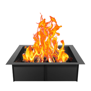 Square <b>Firepit</b> Liner Insert Heavy Duty Steel Fire Pit Ring Wood Burning Grill BBQ Accessories for Outdoor Fireplace Rim NP FR004 - Product Image 3