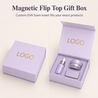 Kotak Hadiah Magnetik Kaku Mewah Lavender dengan Logo Kustom, Dapat Didaur Ulang, Stamping Foil Emas, Sisipan Spons, Kemasan Set Perawatan Kulit Kosmetik
