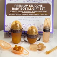 Ensemble complet d'alimentation pour nouveau-nés 6 pièces : biberon en silicone, sucette, cuillère, distributeur de fruits, biberon pour céréales de riz