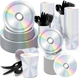 Moderne 4 pièces <span class=keywords><strong>Musique</strong></span> Fête Décoration <span class=keywords><strong>CD</strong></span> <span class=keywords><strong>CD</strong></span> Couverts Papier Bac Mouchoirs Combo Vente Chaude pour 8 Personnes - Product Image 5