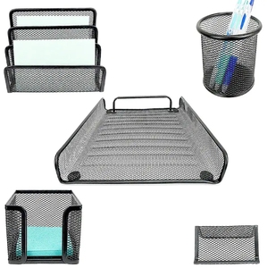 Nouveau métal maille artisanat stylo carte fichier papier porte-lettre stockage bureau organisateur papeterie ensemble pour bureau fournisseur produits - Product Image 2