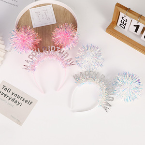 Diadema <span class=keywords><strong>de</strong></span> <span class=keywords><strong>Pelo</strong></span> con Bola <span class=keywords><strong>de</strong></span> <span class=keywords><strong>Pelo</strong></span> <span class=keywords><strong>de</strong></span> Seda Colorida Estilo Europeo y Americano para Niños, Accesorios para el Cabello para Fiestas <span class=keywords><strong>de</strong></span> Cumpleaños - Product Image 1