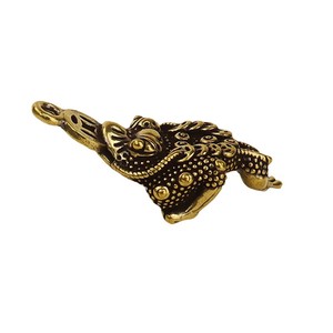 1 pièce Statue de crapaud doré porte-bonheur en laiton pur à trois pattes, à suspendre, pour la richesse, décoration intérieure - Product Image 6