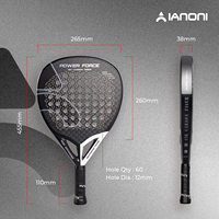 Raquette de padel Caston Sports IANONI POWER FORCE noire 12K personnalisée en fibre de carbone, surface 3D, raquette de padel professionnelle