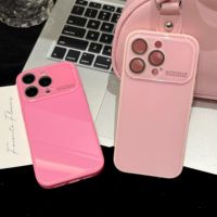 Casing Ponsel Pelindung Lensa Kamera Jendela Besar untuk iPhone 16 15 14 13 12 11 Pro Max Macaron Anti Benturan Kaca Temper Pelindung Belakang