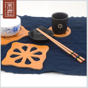 Wooden cartoon heat-insulating mat for home use, kitchen hollowed-out table mat, pot mat, <b>teacup</b> mat, bowl mat, coaster, - Product Image 2