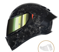 Casque de moto intégral en fibre de carbone pour les trajets quotidiens, hommes et femmes, taille M-XXL, visière transparente, casque en tissage de carbone