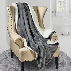 ソファ用ベッドシュアシェルパフリーススローブランケット-冬用厚くて暖かいブランケット、女性用ソフトファジーぬいぐるみスローギフト、グレー - Product Image 5