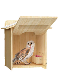Caja de nido de madera para búhos, para montar en pared exterior, acabado natural, casa para pájaros para cría en jardín - Product Image 5