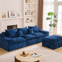 Ensemble de meubles de salon moderne, canapé sectionnel en forme de L, canapé sans structure, 3 places, canapé compressé avec ottoman, emballage sous vide