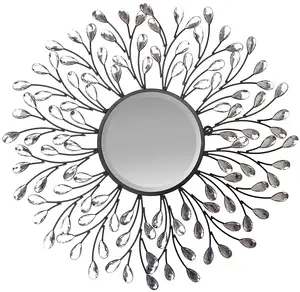 Wholesale Cheap Price Antique Designer Sun Shape Handmade Luxury Mirror Irregular Circular Latest Wall Mirror