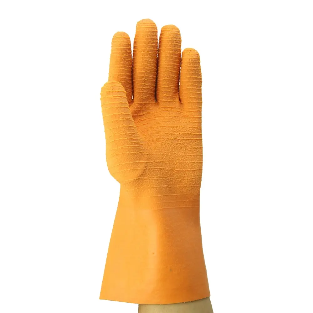 13 gauge interlock liner long sleeve knit cotton latex dipped work gloves