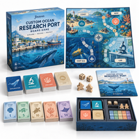 Jinayon Custom OCEAN RESEARCH PORT Jeu de société éducatif sur la durabilité en carton, boîte rigide magnétique de style livre, pour facilitateur