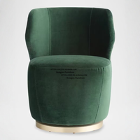 Fauteuil en velours en acier inoxydable doré moderne de luxe italien, mobilier d'hôtel italien, canapé de détente rotatif pour salon