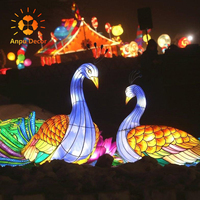 Sculpture d'animaux simulés Lampe LED lumineuse en résine Fibre de verre Oiseau Perroquet Motif Lumière