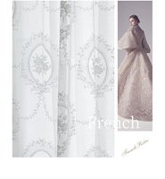 Rideau brodé sur mesure, Voilage blanc en dentelle et maille, Esthétique champêtre chic à la française, Semi-transparent, Jacquard Damas européen