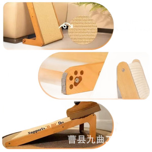 Rascador de madera para gatos con tapete de sisal, de madera maciza, 1 nivel, duradero, para esquina de sofá, estructura para trepar. - Product Image 2