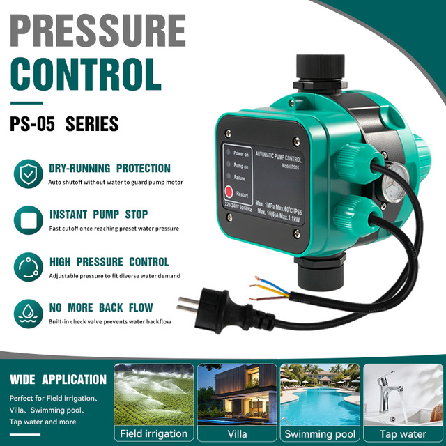 On-time Delivery Factory Price Flow Control Automatic Restart Water Pump Pressure Controller Switch with Cable and UK Plug