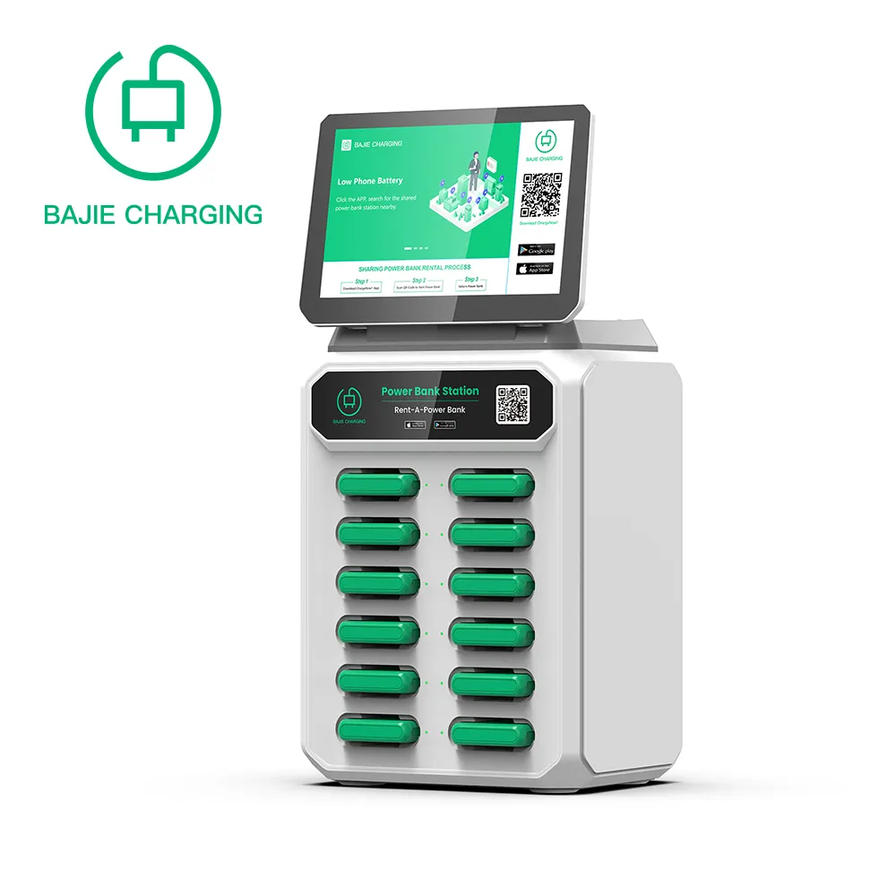 Kiosque bajie nouveau produit 2023, Machine de recharge partagée à 12 emplacements, système de recharge de location de téléphone portable