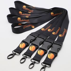 Custom Logo Polyester Holiday Lanyards Personalized Brand Detachable Safety Buckle Neck Strap Travel ID Holder Lanyard - Product Image 1