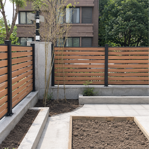 Panneau de clôture composite WPC semi-ouvert avec poteau en aluminium 1,2 m, résistant aux UV, anti-décoloration, durable pour jardin, cour, villa - Product Image 3