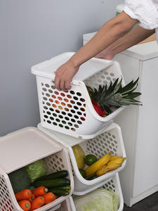 Panier de rangement empilable multifonction en plastique PP pour légumes et fruits - Product Image 4