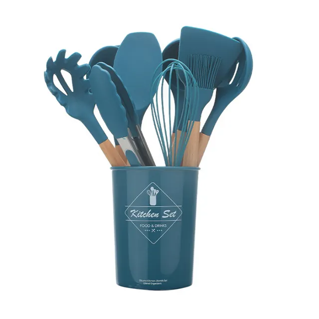 Accessoires/Gadgets de cuisine antiadhésifs bleus 12 pièces, outils de cuisine de qualité alimentaire, ensemble d'ustensiles de cuisine en silicone pour spatule de cuisson