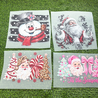 Feuilles de transfert thermique DTF personnalisées en gros, film transparent, motifs de Noël pour impression sérigraphique, transferts thermiques DTF pour t-shirts et vêtements