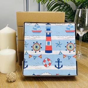 Serviettes de table personnalisées en papier épais 2 plis imprimées bleu méditerranéen <span class=keywords><strong>pour</strong></span> école <span class=keywords><strong>maternelle</strong></span> et primaire, couleur primaire, pâte de bois vierge 6/4 - Product Image 1