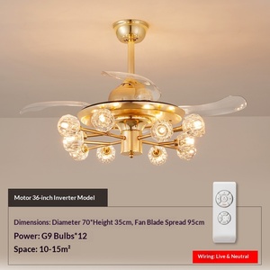 Customized Nordic Living Room <b>Fan</b> Light Multi-<b>head</b> Crystal Ceiling <b>Fan</b> Light Dining Room <b>Fan</b> Light Home Light Luxury <b>Fan</b> Light - Product Image 6