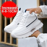 Chaussures de sport de luxe pour hommes, rehaussantes invisibles de 6, 8, 10 cm, pour un effet de taille plus grande, blanches à semelle épaisse