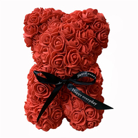 Vente directe d'usine : ours en rose artificielle de 25 cm en mousse, cadeau pour la Saint-Valentin pour filles.
