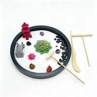 Mini-jardin zen japonais en gros, kit de jardin zen miniature rond avec roches et sable pour bureau ou maison, cadeau de bureau