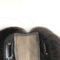 AU Haute Qualité Cheveux Indiens Remy 3.2x4.8'' Base en Dentelle de Soie Clipsables Toppers Noir Naturel & Brun Foncé 12'' pour Femmes