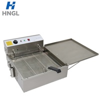 Friteuse électrique commerciale 25L en acier inoxydable avec valve de vidange d'huile et panier de pression pour beignets, bâtonnets de pâte frite, Youtiao