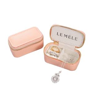 Boîte de rangement à bijoux portable en velours et cuir PU, personnalisable avec logo, pour bagues et boucles d'oreilles – Vente en gros - Product Image 1