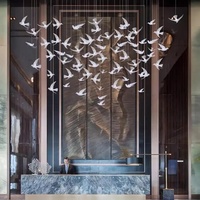Suspension Luminaire Nordique Oiseau Volant Créative, Décoration de Plafond en Verre pour Hôtel, Restaurant, Galerie d'Art, Lampe Suspendue LED