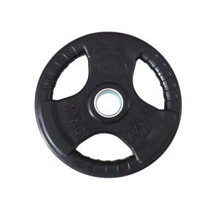 Discos de Pesas de Hierro Fundido Recubiertos de Goma con Tres Agarres, Compatibles con Barras Universales, Tamaños Estándar para Gimnasio en Casa - Product Image 2
