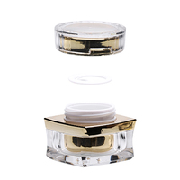 5g 15g rechargeable de luxe petits pots carrés en plastique acrylique maquillage doré fond de teint en poudre Pot de gel