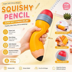 Balle anti-stress portable de haute qualité en forme de crayon de dessin animé, jouet doux pour réduire la pression et soulager le stress - Product Image 2