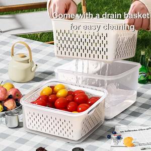 Gran oferta, organizador de almacenamiento de frutas y verduras frescas, contenedores y contenedores de plástico PP rectangulares para uso en refrigerador - Product Image 3